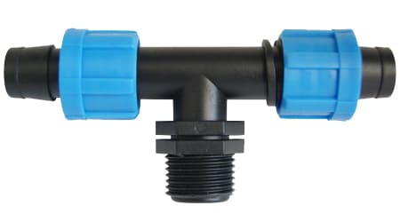 Conexión Tipo T de Cintilla 17 mm a 1/2 pulgada Tipo Macho