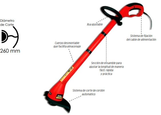 Cortadora de césped, máquina desbrozadora, recortadora de maleza, podadora eléctrica, desbrozadora alámbrica, cortadora de pasto, herramienta de jardinería, máquina para césped, podadora de jardín, cortadora de hierba, desbrozadora de jardín, recortadora eléctrica, herramienta de corte, máquina de podar, herramienta para maleza.