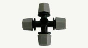 Nebulizador de 4 salidas de color gris para riego por nebulización 
