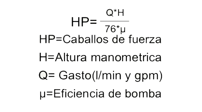 Calculo de los caballos de fuerza de las bombas para riego