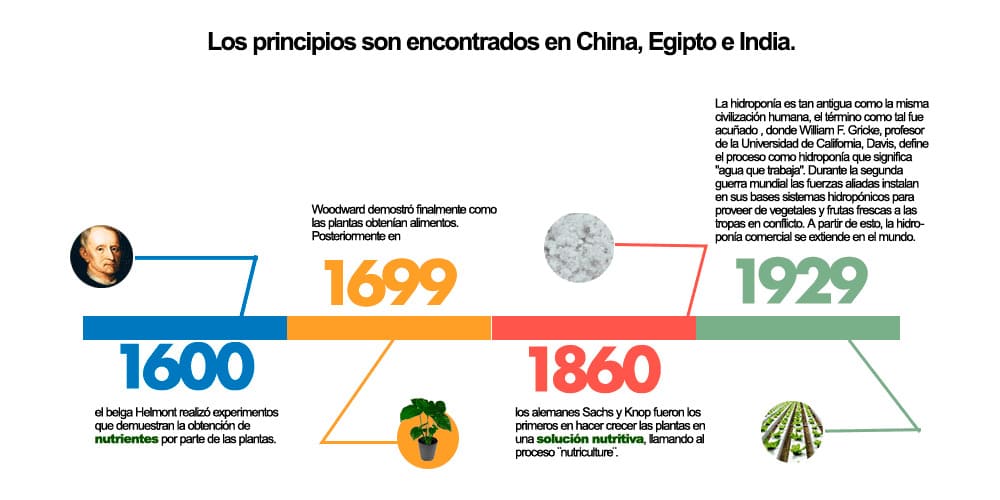 Linea del tiempo de la hidroponía
