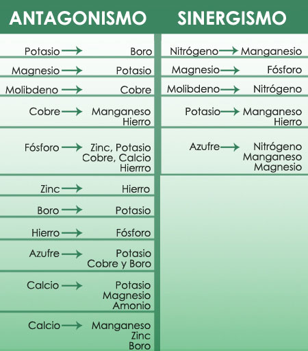 tabla antagonismo y sinergismo