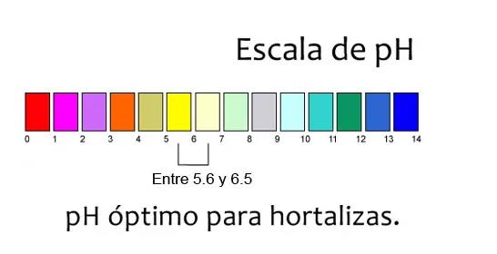 Guia Escala de pH para hortalizas.